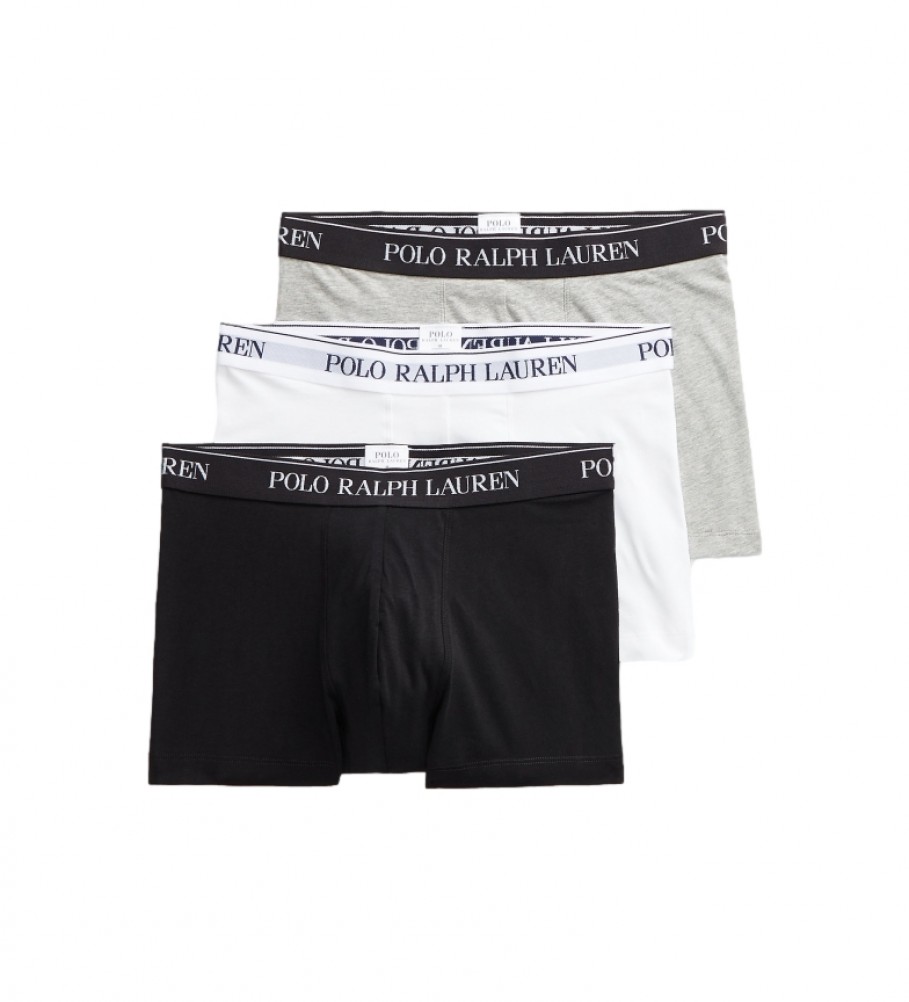 Conjunto de 3 Cuecas Boxer Ralph Lauren 714835885003 Cinza, Branco, Preto