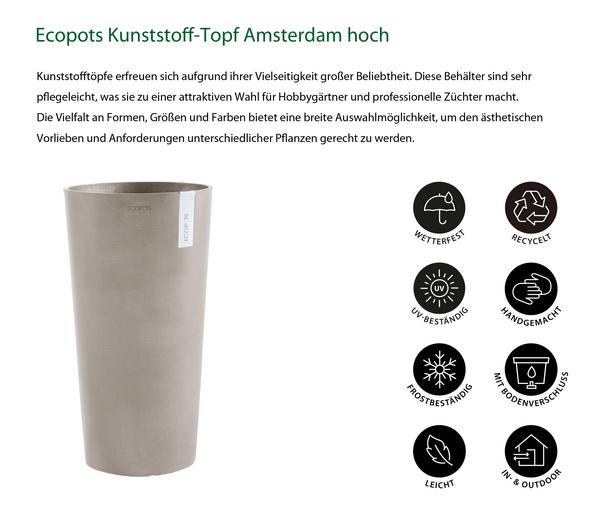 Ecopots Kunststoff-Topf Amsterdam hoch, rund