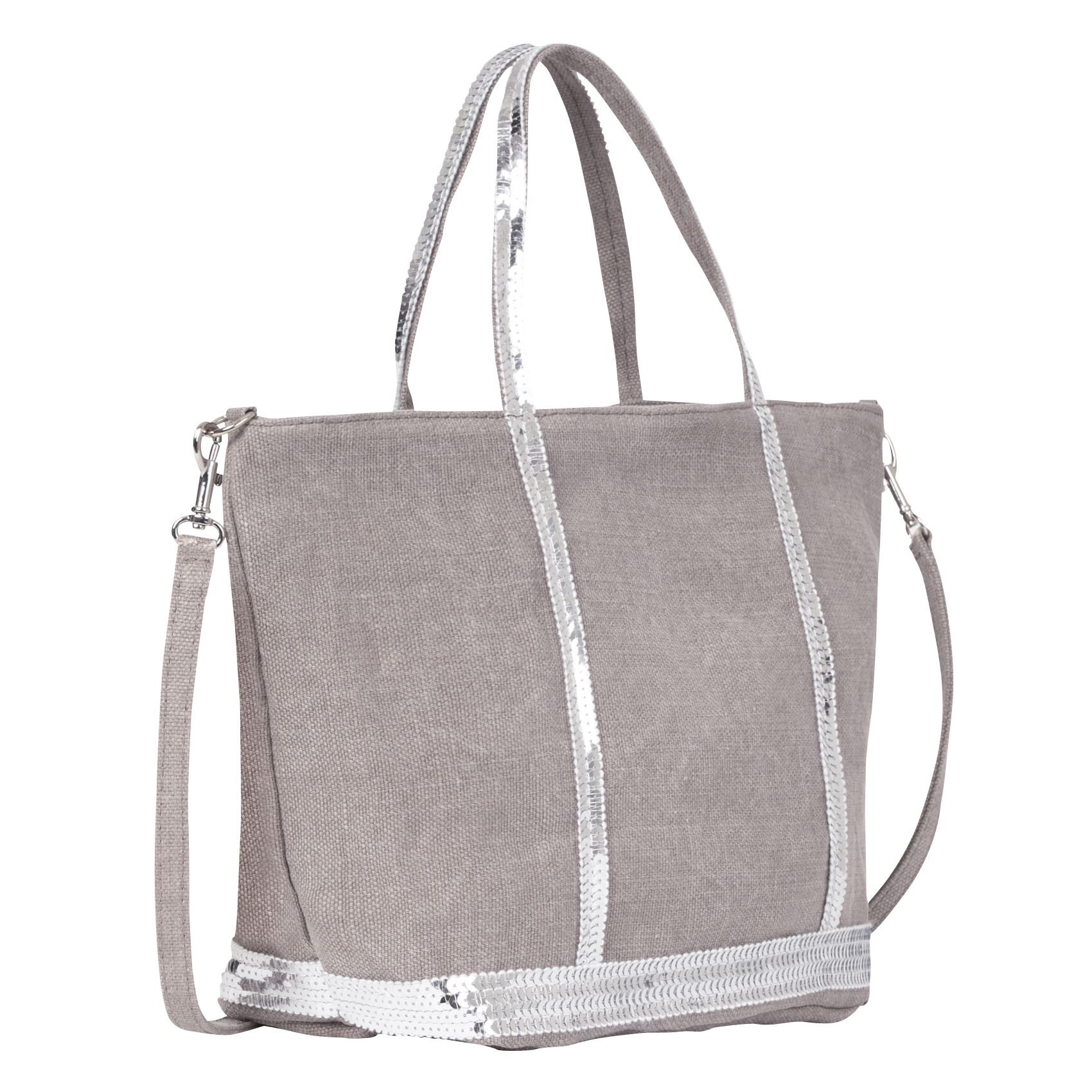Sac cabas S à sequins en lin| Beige