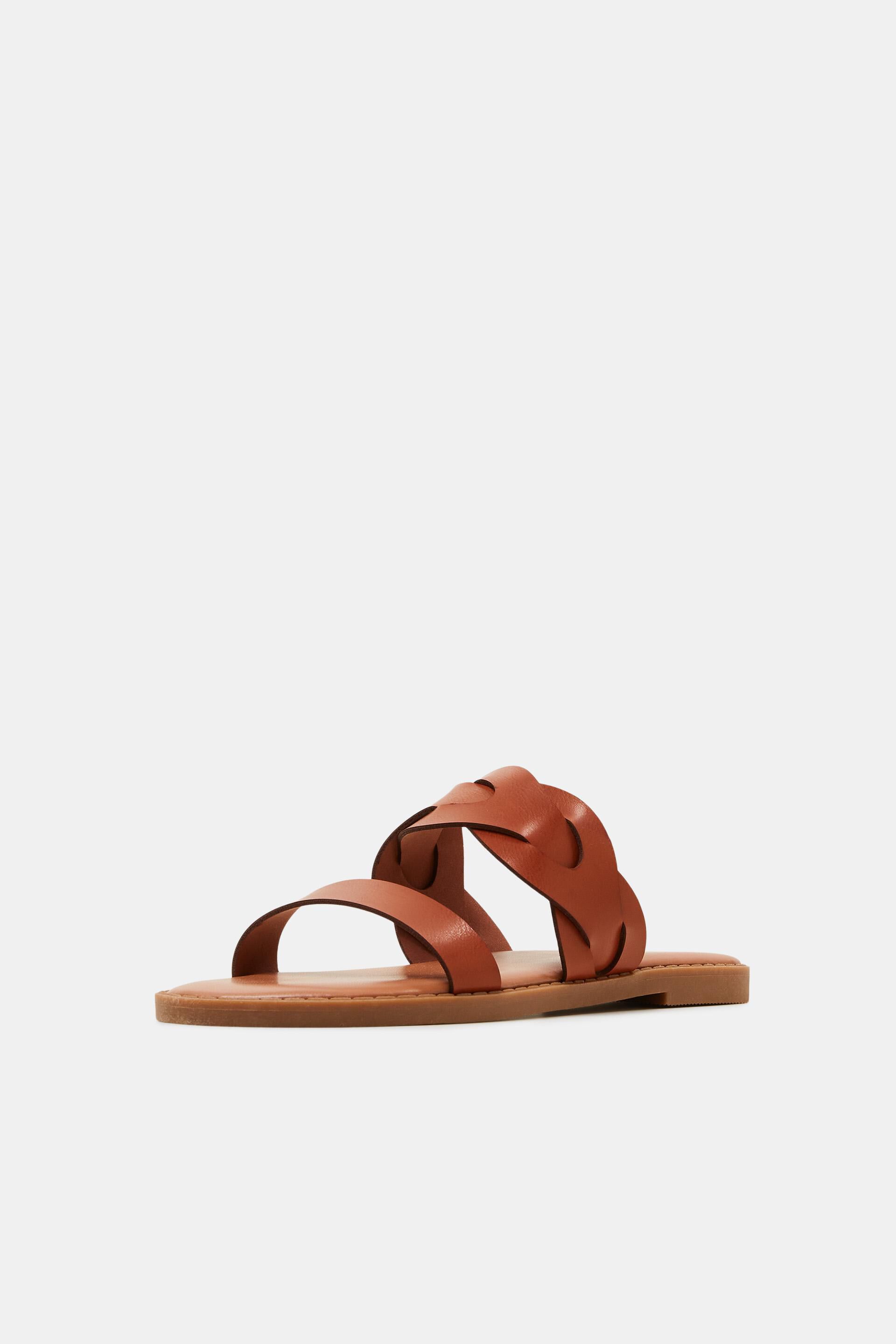 Sandales à enfiler en cuir vegan à bride tressée