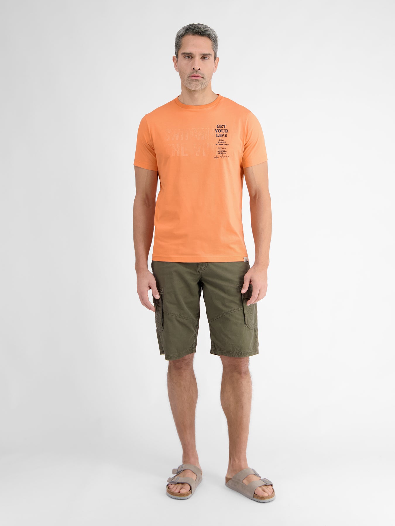 Unifarbenes T-Shirt für Herren mit Brustprint