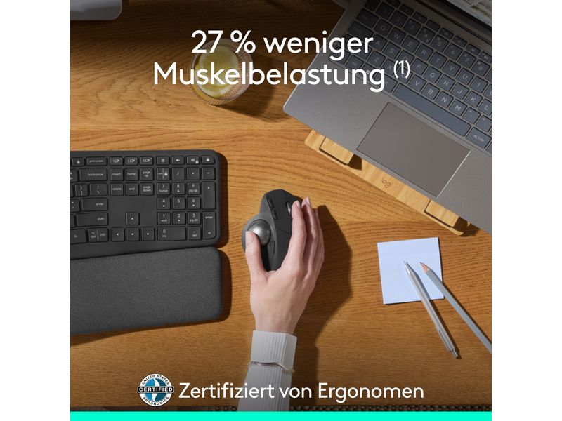 Logitech Trackball MX Ergo S Noch mehr Komfort und Präzision mit MX Ergo S Advanced Wireless Trackball