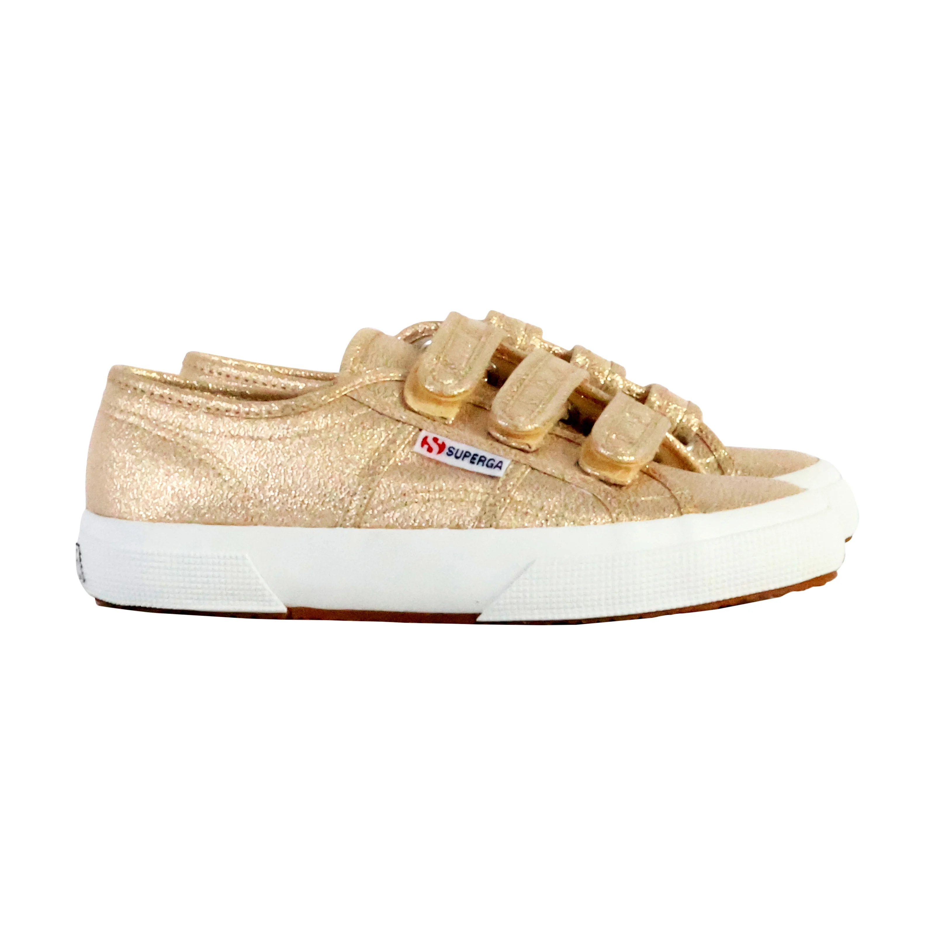Basket basse à scratch superga straps lame | Doré