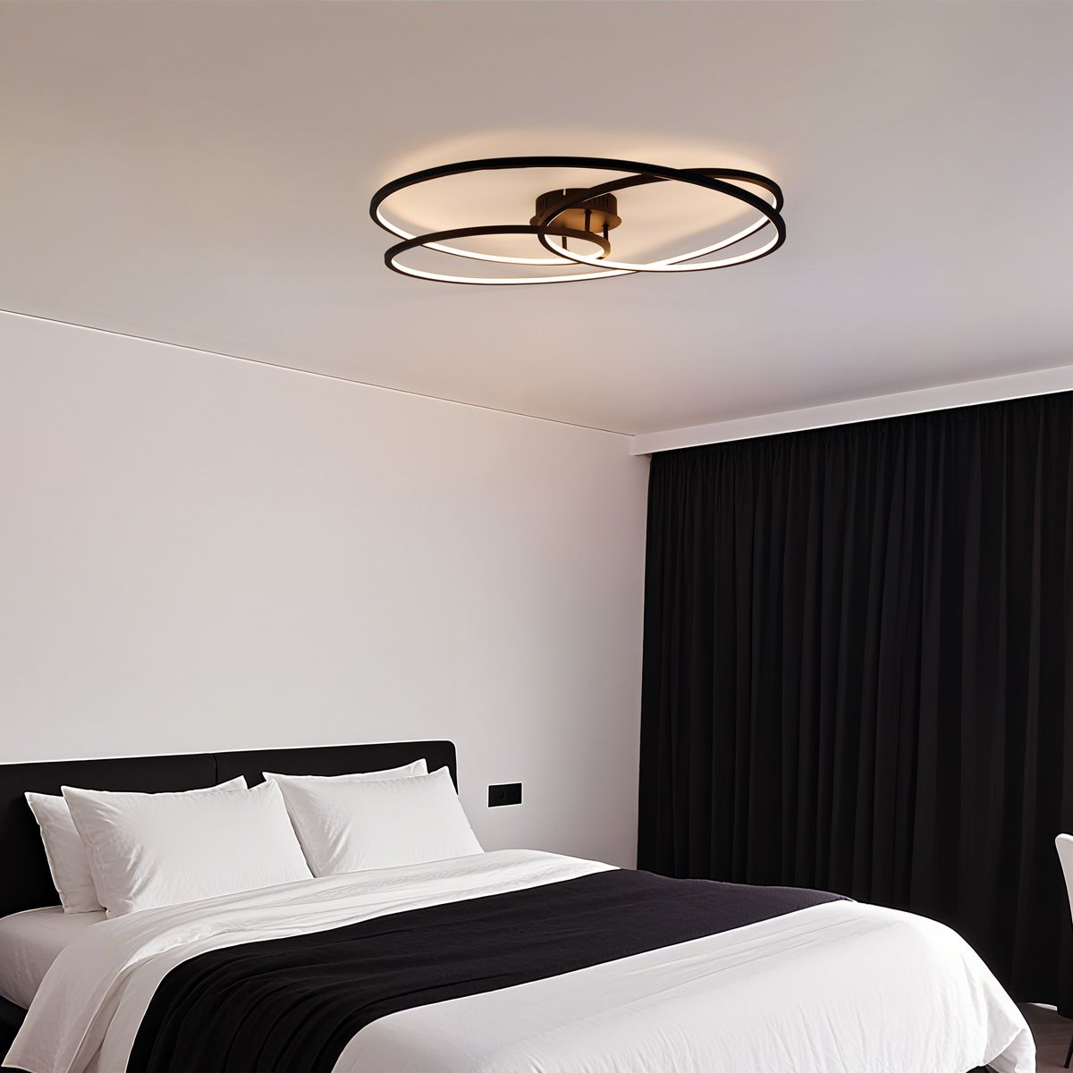 Plafondlamp zwart 78 cm incl. LED 3 staps dimbaar - Rowin
