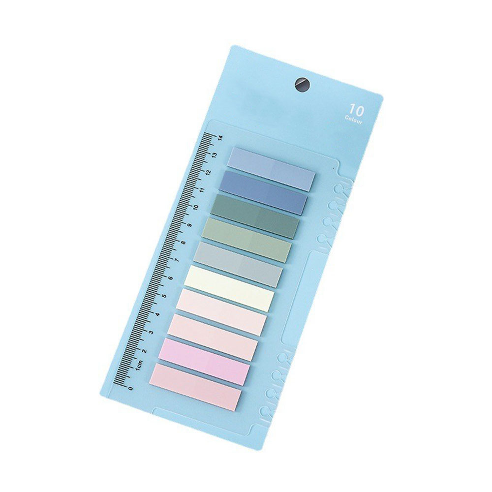 (2er Set) 10x45mm Index Haftnotizen Streifen Sticky Notes Lesezeichen Tabs 10 Farben à 20 Blatt inkl. Massstab