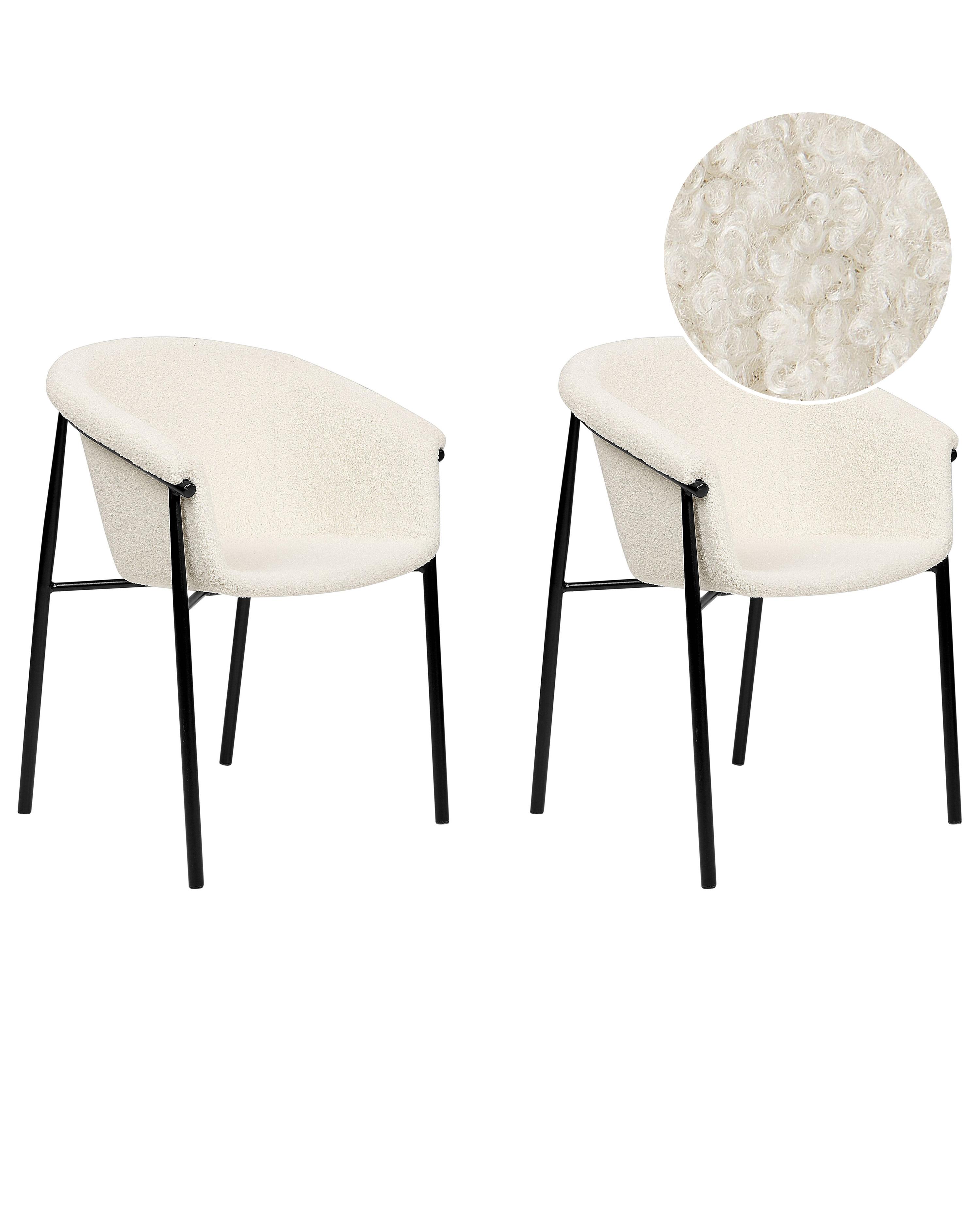 Set van 2 eetkamerstoelen AMES Bouclé Gebroken wit