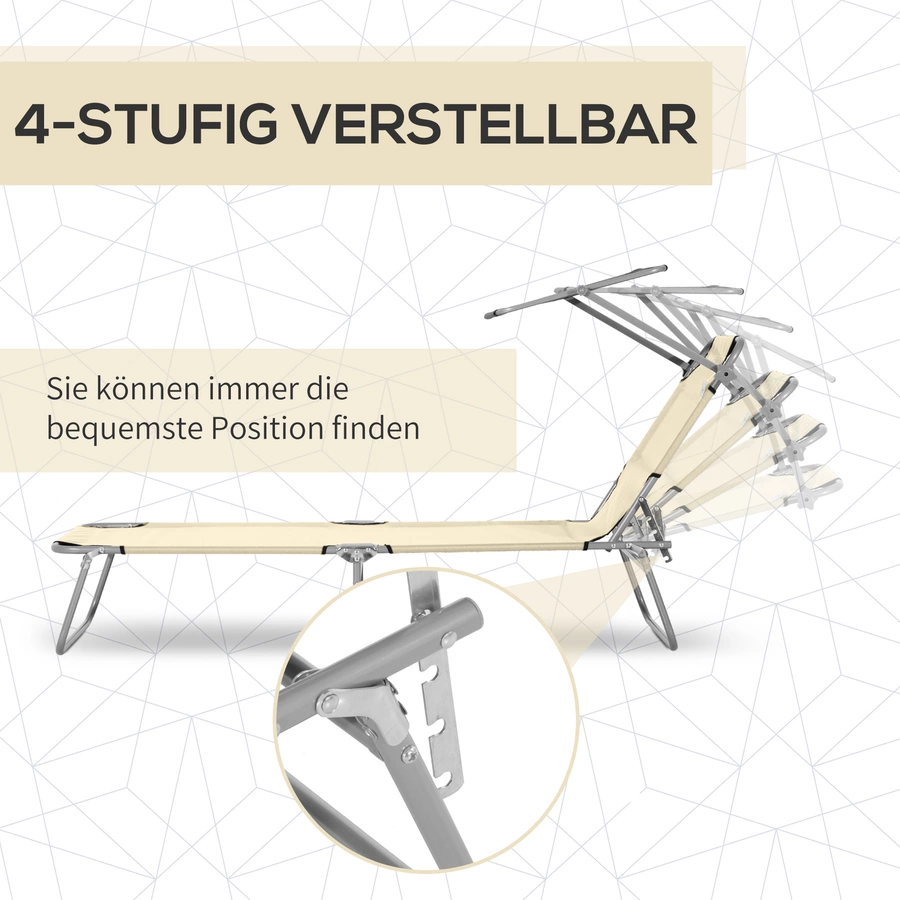 Outsunny Sonnenliege mit Sonnenschutz beige