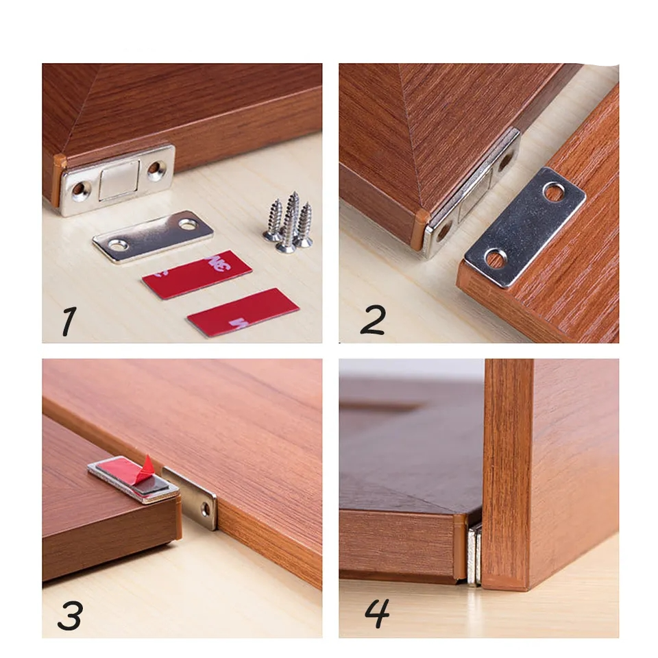 (4er Set) Magnet Türverschluss Selbstklebende Schiebetür Schnapper für Türen / Schubladen / Schränke