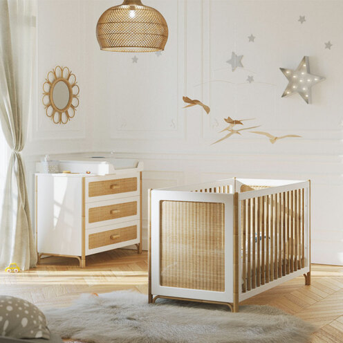 Chambre DUO Lit 60x120 Commode OCEANIA Neige - THEO