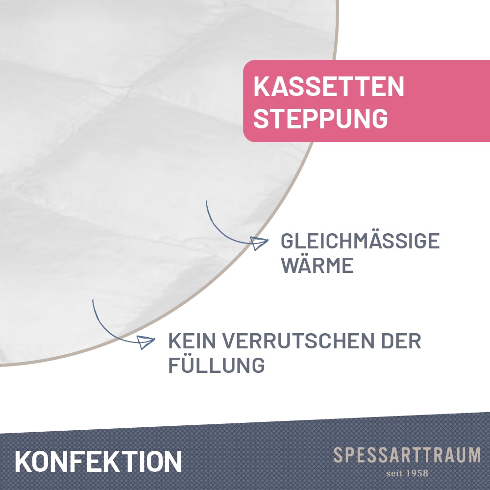 SPESSARTTRAUM Gänsedaunenbettdecke »Premium****, hergestellt in Deutschland, Bettdecken für Sommer, Winter« leicht Füllung 100GaensedaunenKlasse1Downpasszertifiziert 1 Stk. tlg. 4 Wärmeklassen & 5 Grössen, Bestseller