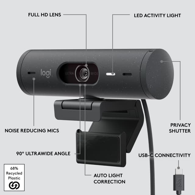Logitech Brio 500 webkamera (grafit)