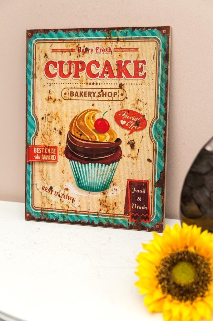 Holzschild CUPCAKE III - bunt - 30x40 cm