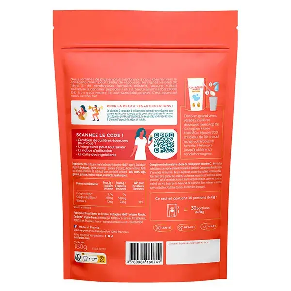 Nutri&Co Colágeno Marinho Tipo 1, 2 e 3 para Pele e Articulações - Sabor Neutro - 180g