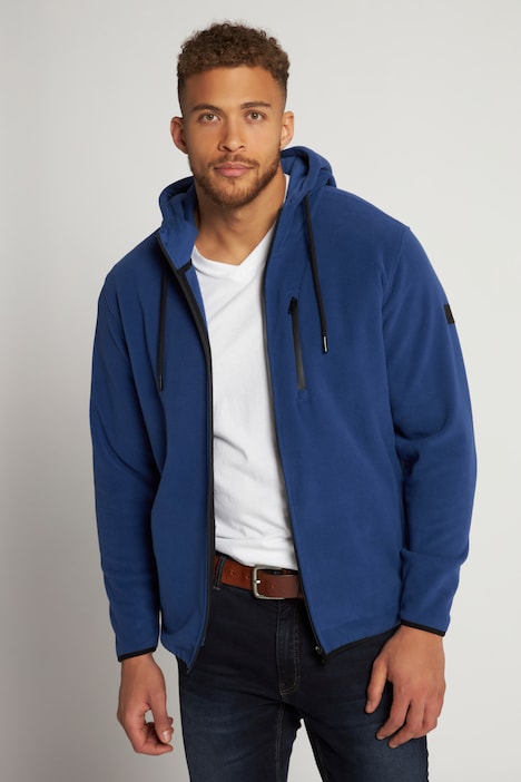 Fleecejacke, Kapuze, Zipptasche, bis 8 XL