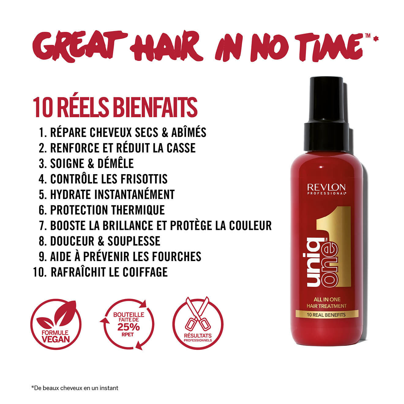 Revlon Professional Masque en spray sans rinçage tous types de cheveux Uniqone Classique - 150 ml