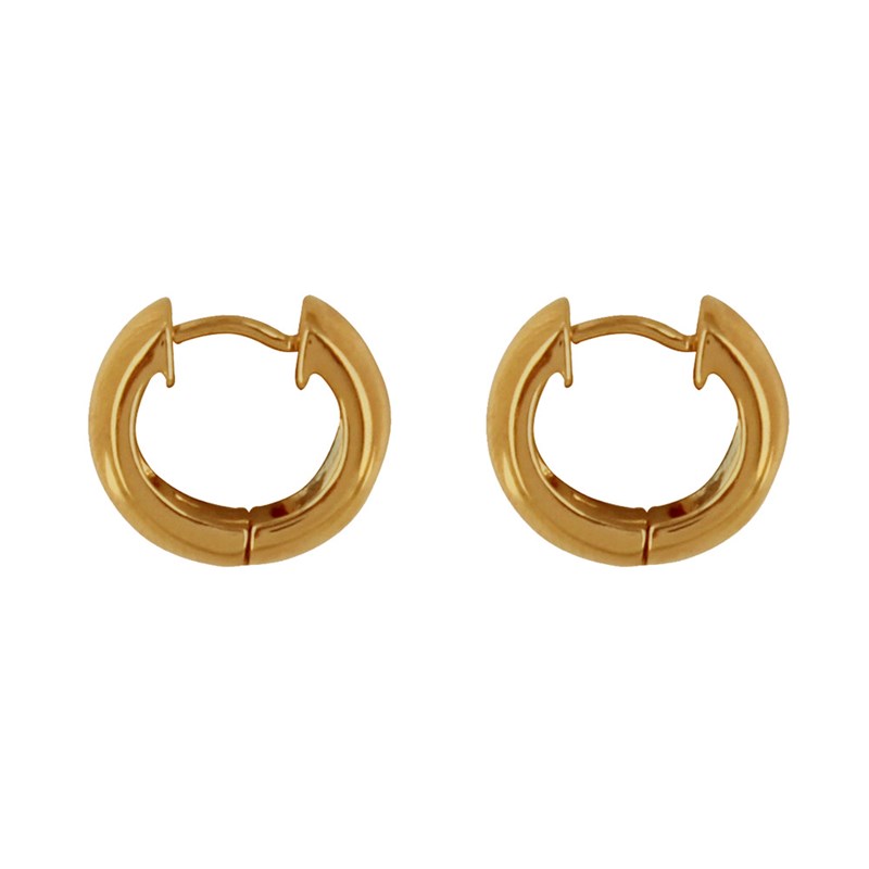 Boucles d'Oreilles Plaqué Or Mini Créoles Large 1,3cm