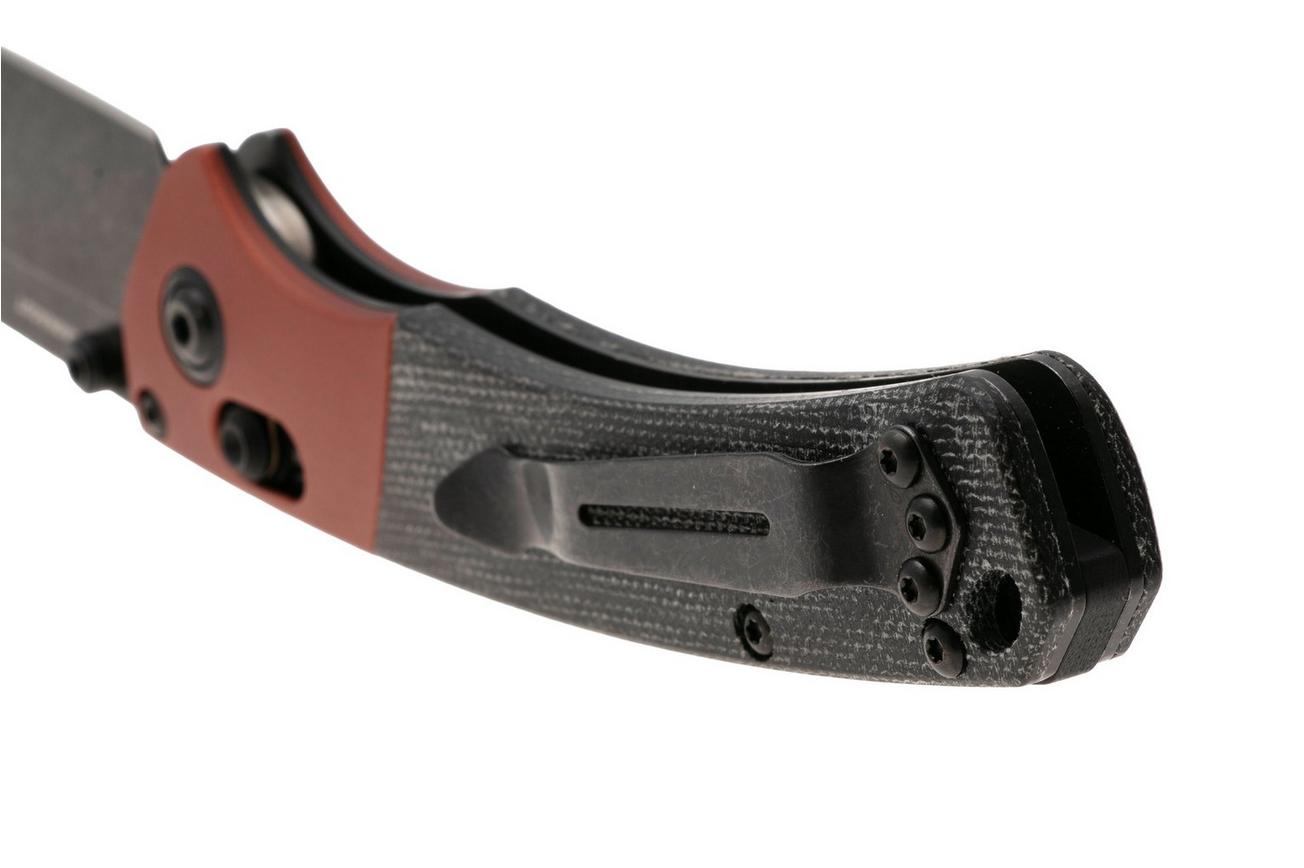 Benchmade Mini Crooked River 15085BK-04 Blackwashed Magnacut, Burnt Copper Aluminum Black Micarta, zakmes