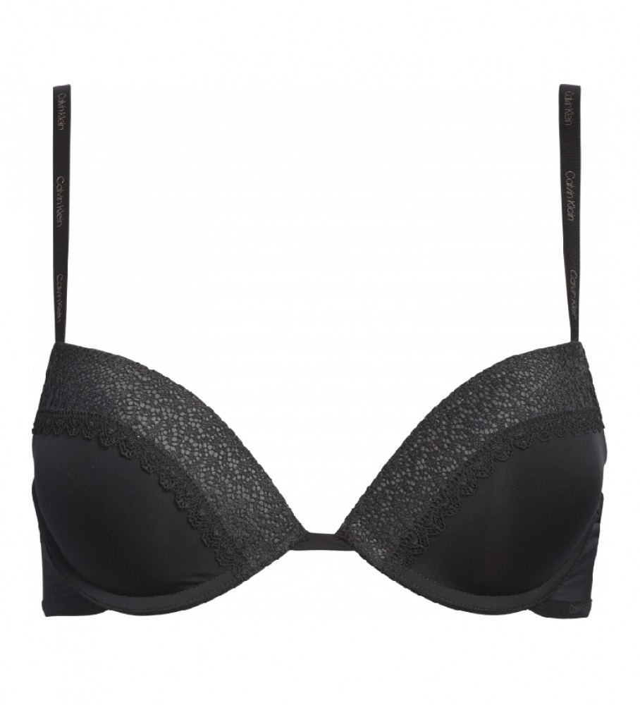 Sutiã Calvin Klein Flirty Push Up, Decote Baixo, Preto