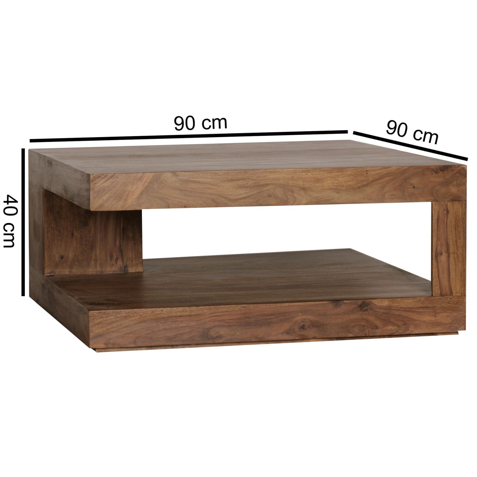Couchtisch - Sheesham dunkelbraun - Ablagefläche - 90 cm