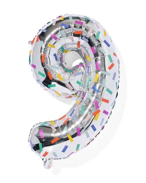 ballon alu chiffre 9 confetti XL