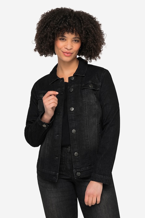 Jeansjacke Frieda, Wascheffekte, Hemdkragen, Langarm