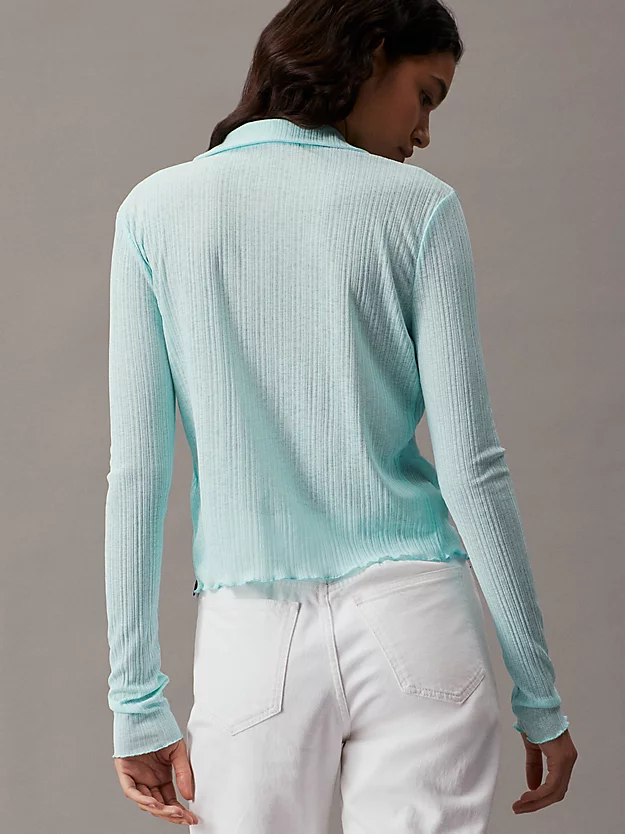 Camisa justa canelada transparente