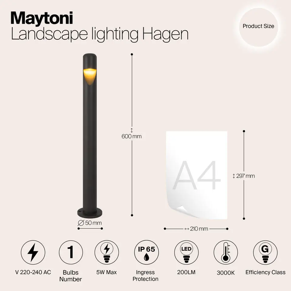 Maytoni Outdoor - Landschapsverlichting Hagen - Grafiet - Ø5