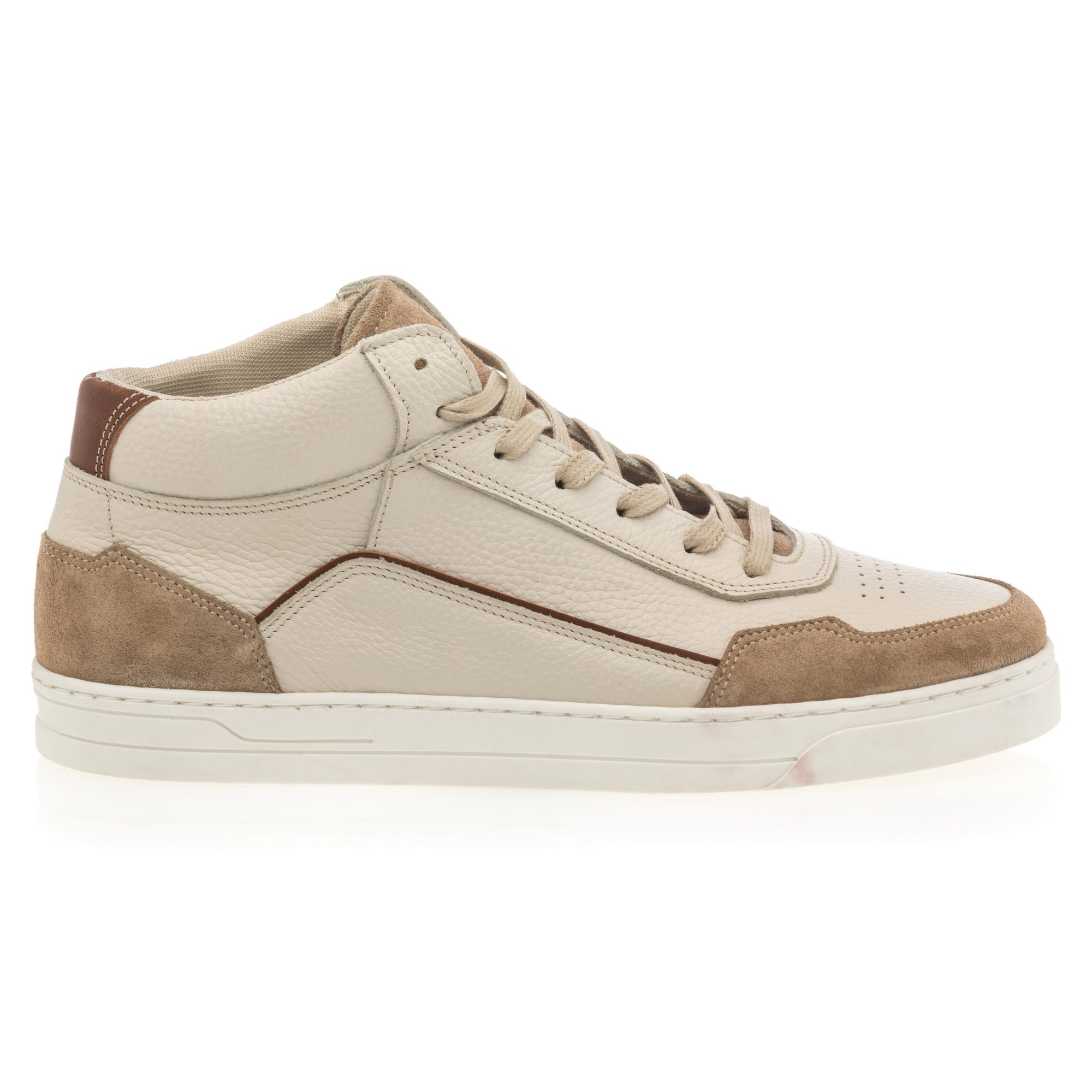 Baskets hautes Homme en cuir beige