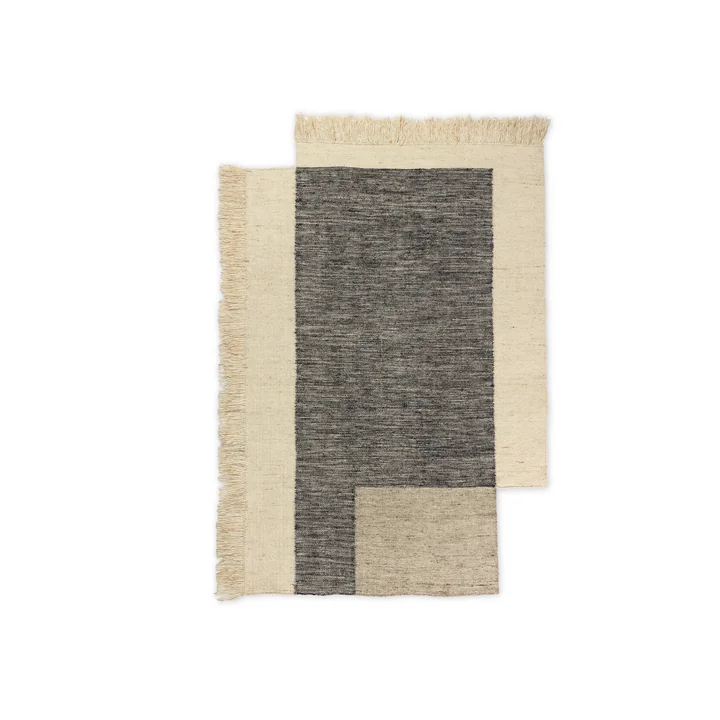 Ferm Living - Counter Teppich, 140 x 200 cm, charcoal / off-white