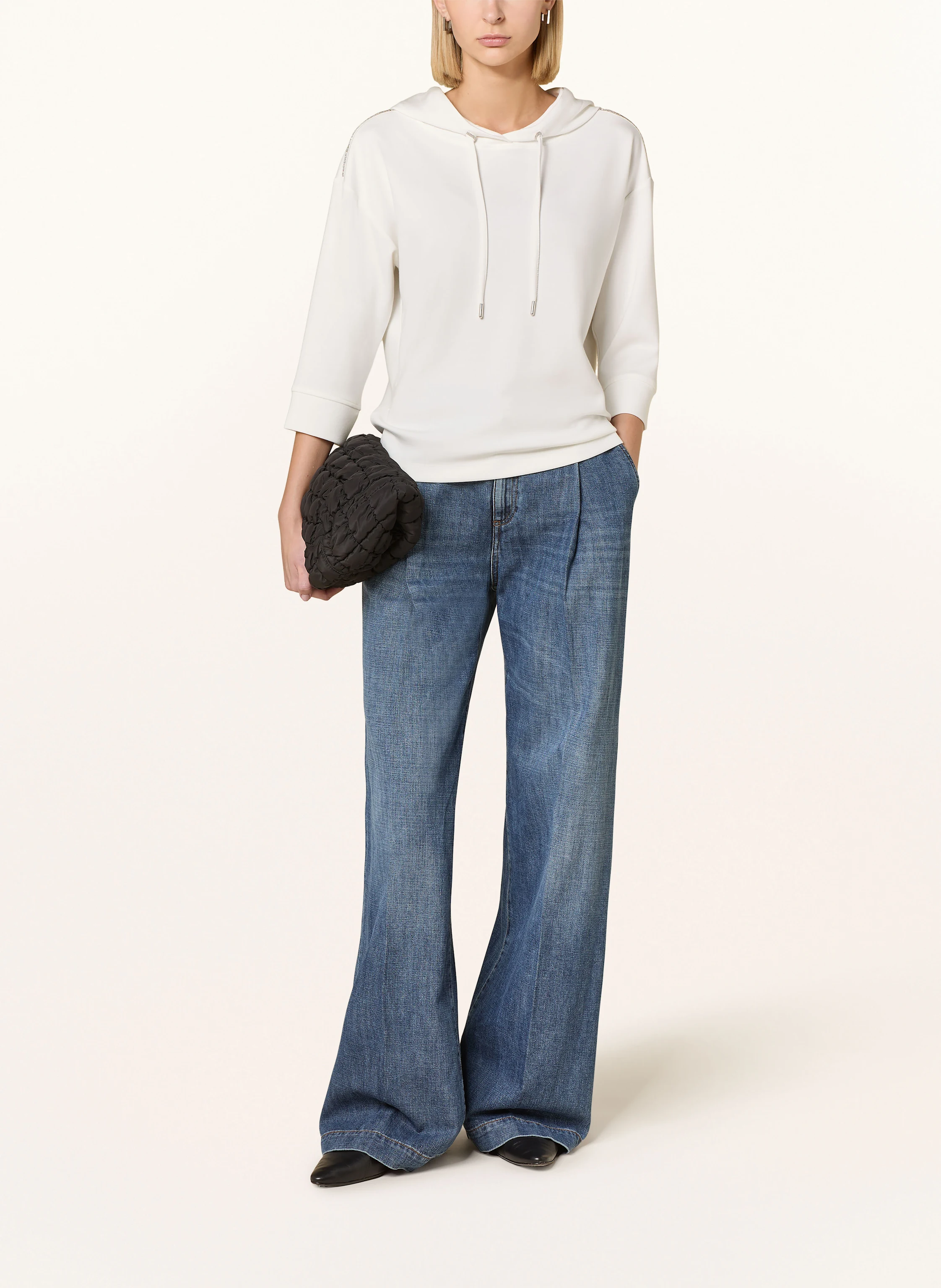 monari Hoodie mit 3/4-Arm und Schmucksteinen
