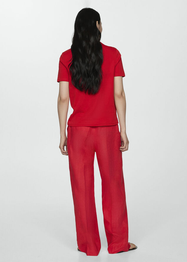 MANGO Short-sleeved cotton t-shirt Red