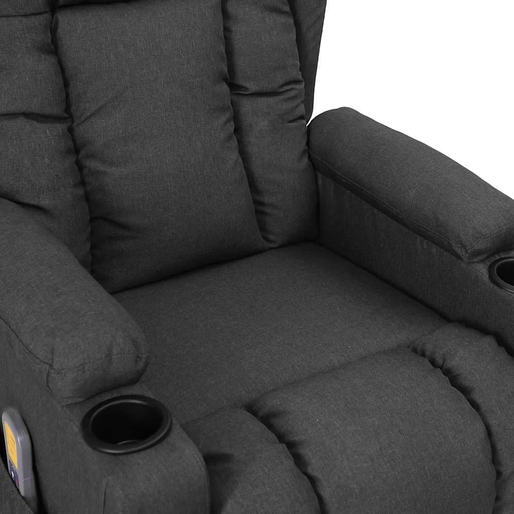 vidaXL Massagesessel, Elektrischer Sessel mit Aufstehhilfe, Relaxsessel mit Heizung Liegefunktion Vibrationsfunktion, Fernsehsessel Aufstehsessel Verstellbar, Dunkelgrau Stoff