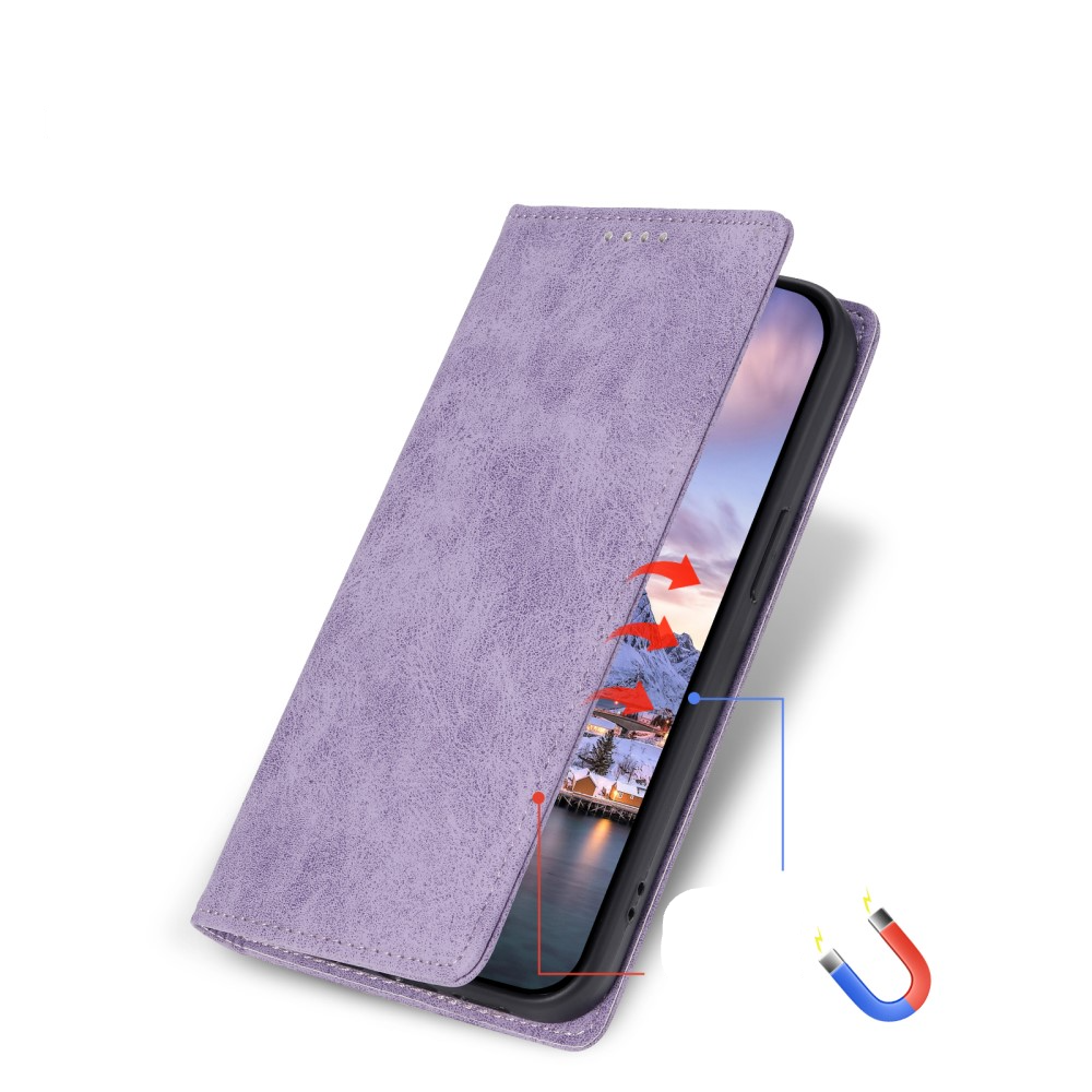 Samsung Galaxy S25 Ultra Leder Tasche Flip Wallet Etui mit Kartenfächern (RFID Schutz) - Lila
