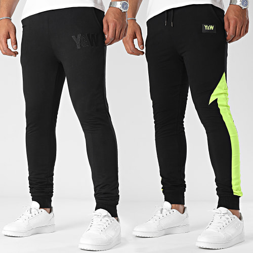 Pantalon Jogging Rider Noir Jaune Fluo Réversible