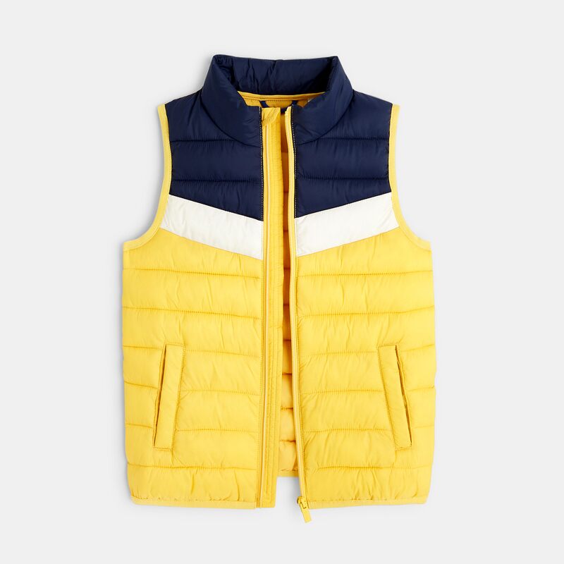 Doudoune sans manches colorblock jaune garçon