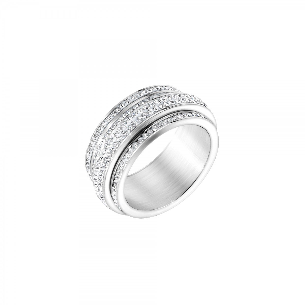 Bague SC Crystal en acier ornées de cristaux scintillants