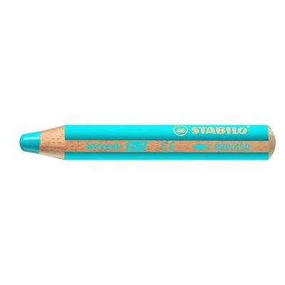 STABILO Woody 3 in 1 - Crayon de couleur pointe large - bleu cyanine
