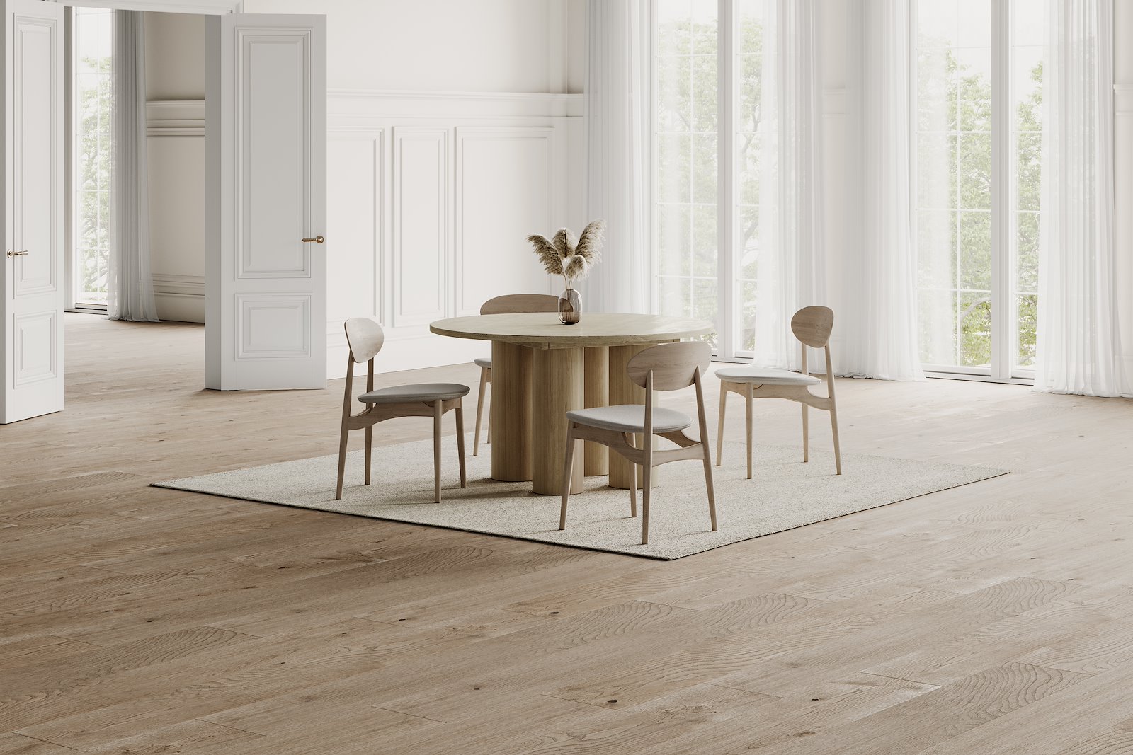 Karla spisestol Hvitoljet eik med tekstil Jenny offwhite