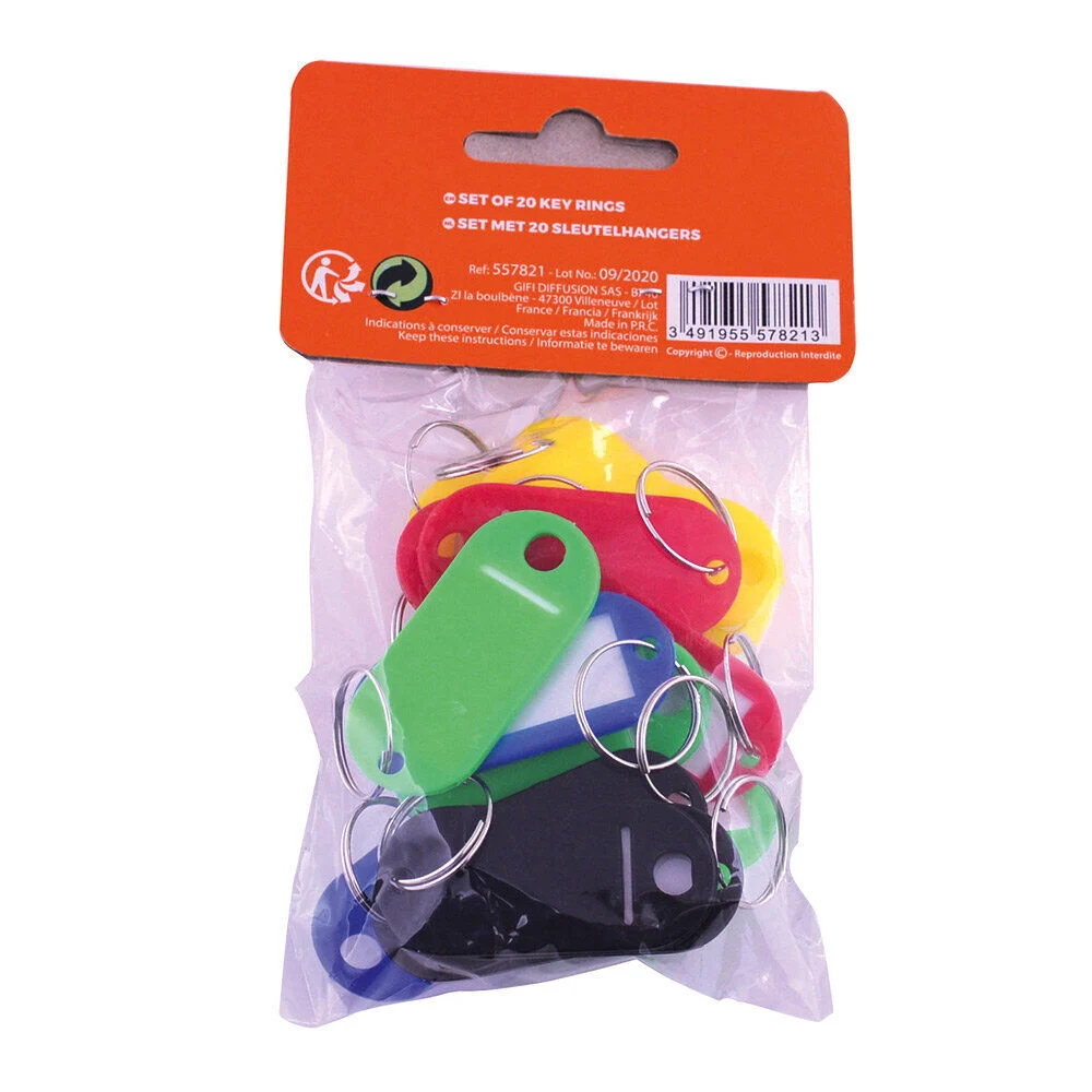 Étiquette porte clé - Lot de 20 multicolores