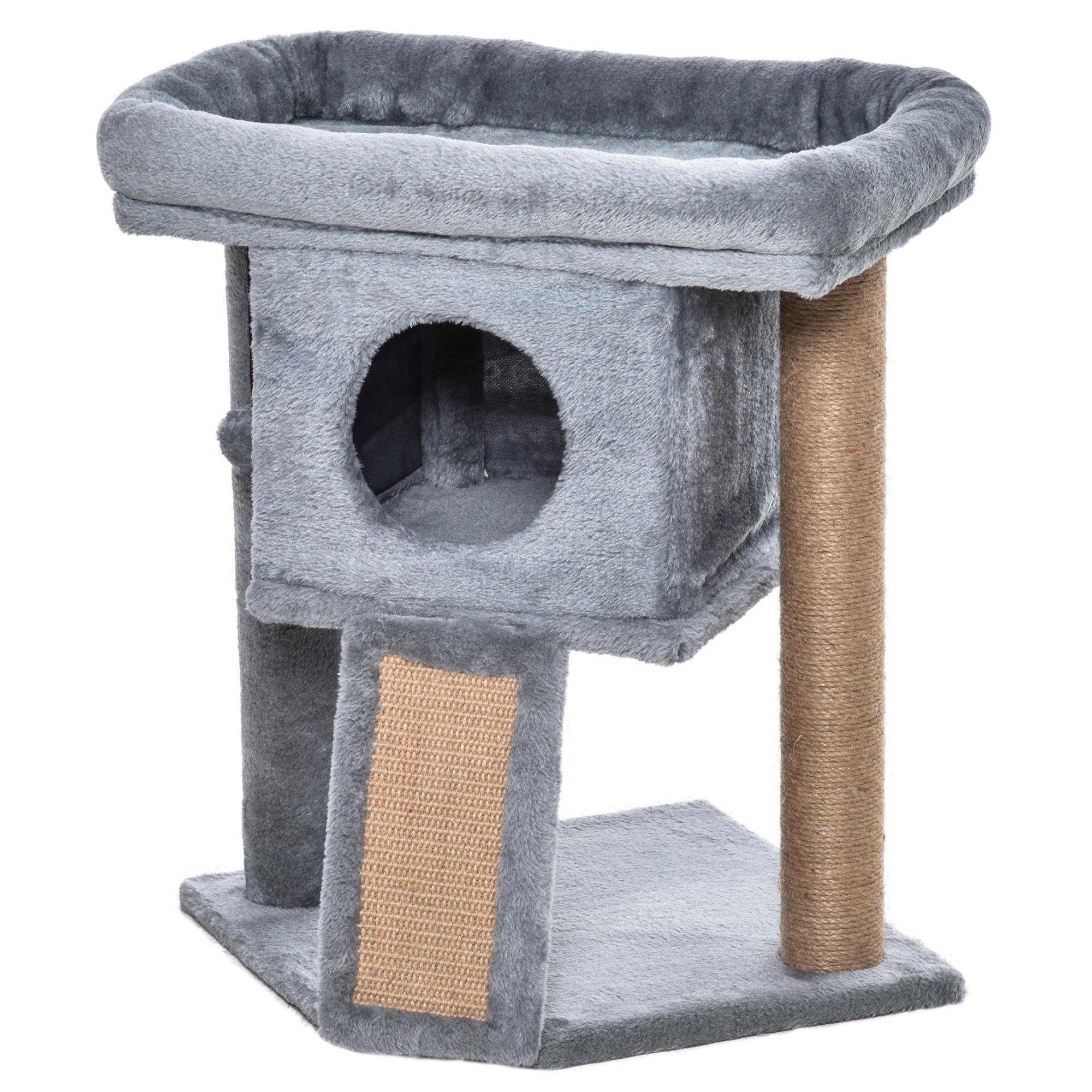 PawHut Katzenbaum mit Kratzbrett, Spielball und Häuschen 40 x 40 x 57 (BxTxH)