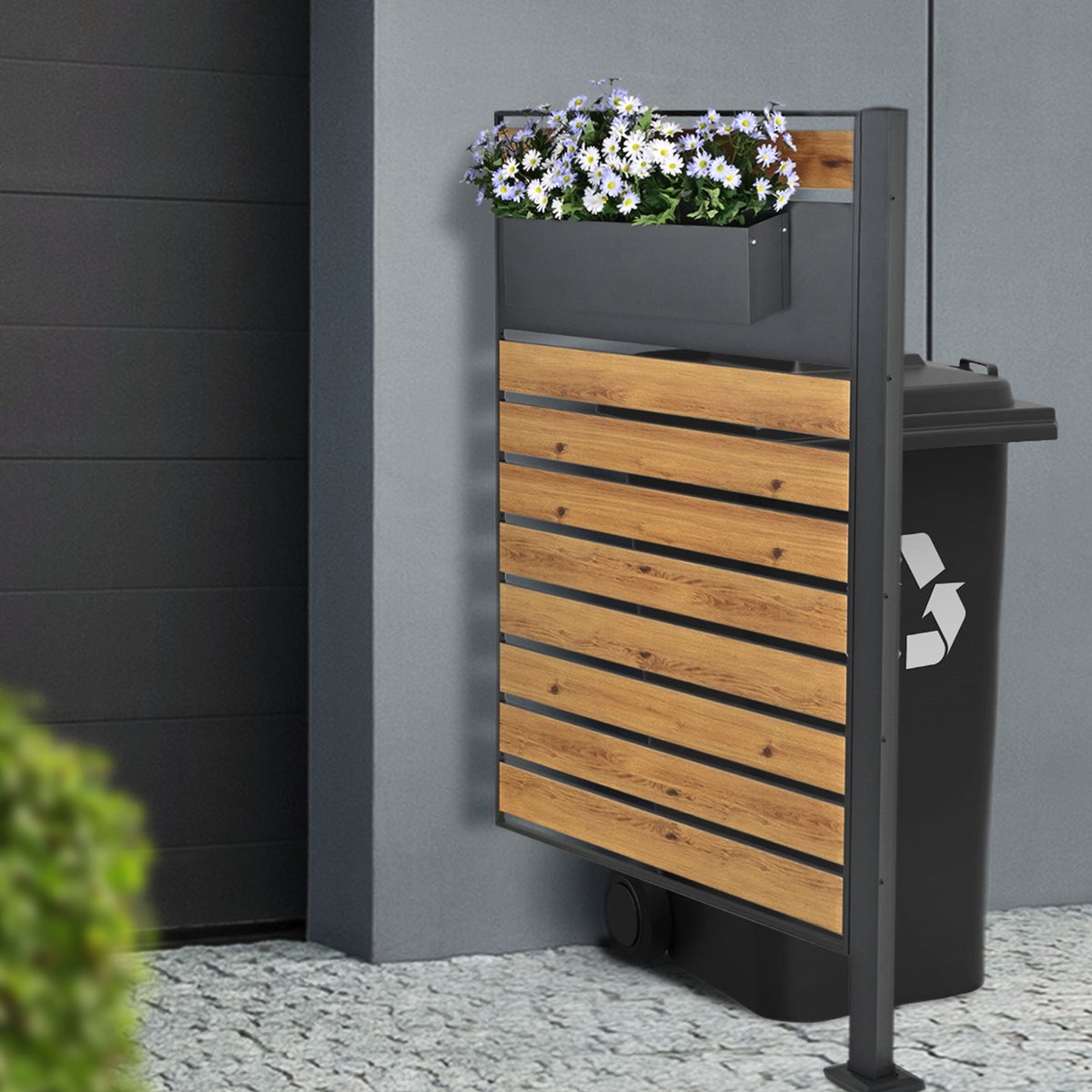 ML-Design bloembak voor bakkenomheining en balkon, staal, 50x12x15 cm, antraciet, met beugel, metalen plantenbak voor bakken, privacyscherm & bakkenopslag, balkonbak, relingbak