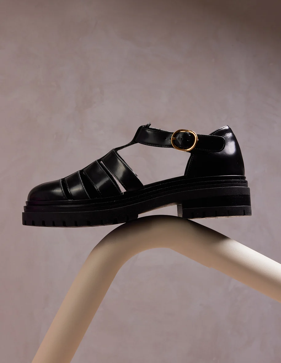 Sandales Rosalia - Cuir box noir