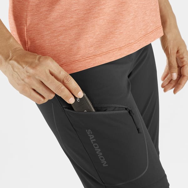 Pantalon randonnée SALOMON WAYFARER ZIP OFF PANTS W DEEP BLACK
