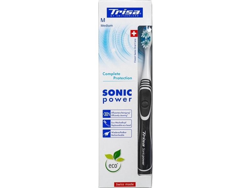 Trisa Schallzahnbürste Sonicpower Complete Protection mediu In der Schweiz hergestellte elektrische Zahnbürste