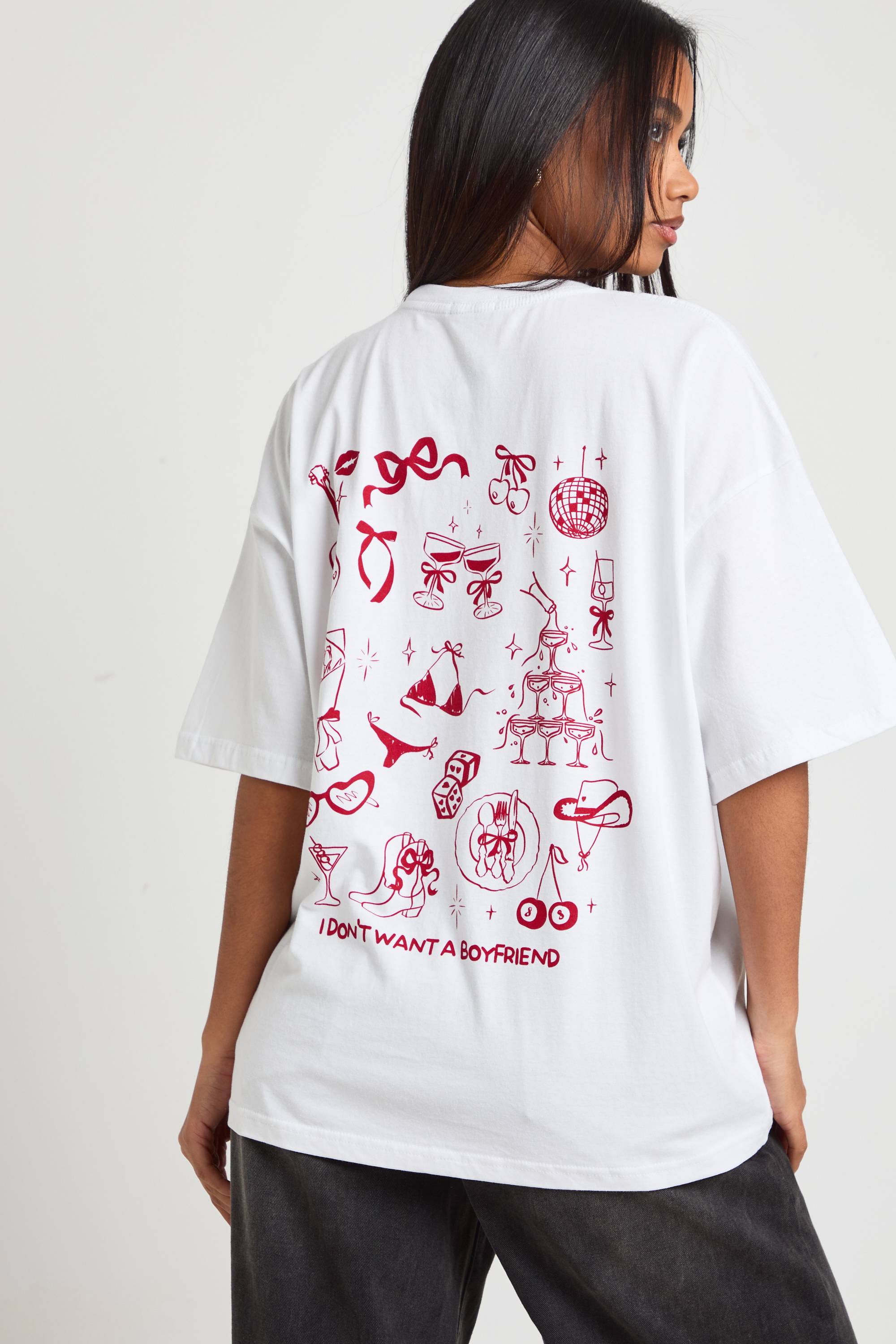 boohoo T-shirt Imprimé Au Dos Avec Message Girly 