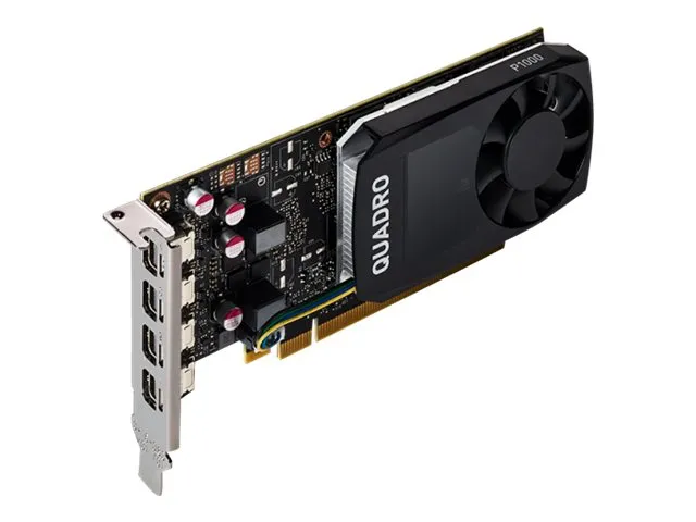 NVIDIA Quadro P1000 DVI - Grafikkort - Quadro P1000 - 4 GB GDDR5 - PCIe 3.0 x16 lavprofil - 4 x Mini DisplayPort - detailsalg