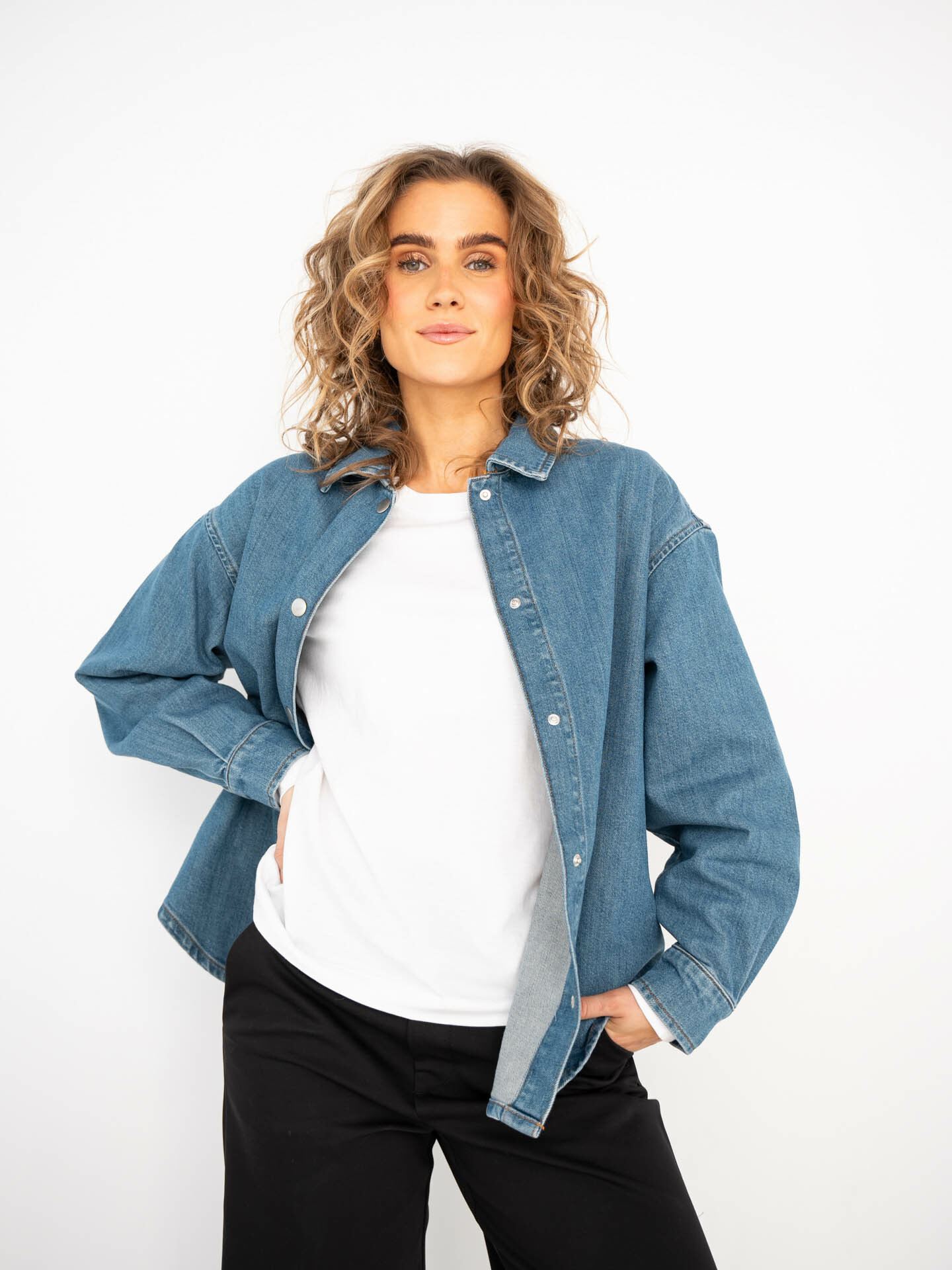Emma Long Sleeve Aqua Blue Denim Shirt