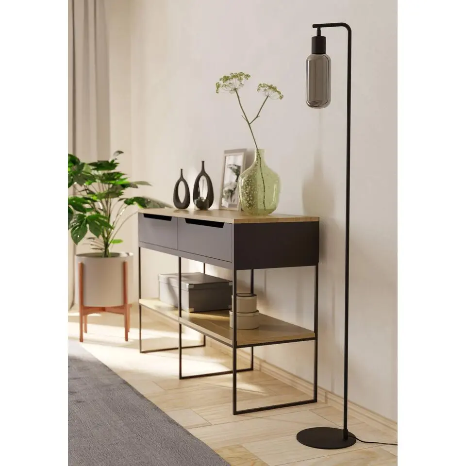 EGLO Majone vloerlamp - E27 - Smoke glas - 151 cm - Zwart