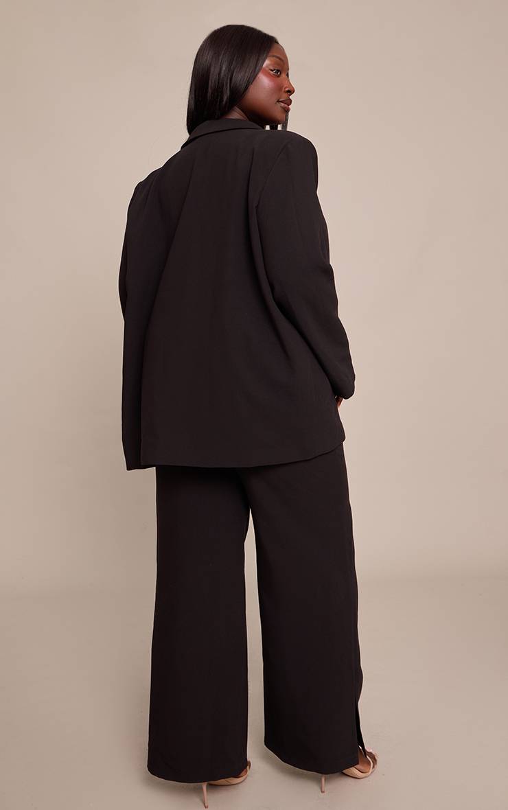 Noir Pantalon Large Grande Taille À Ourlet Fendu
