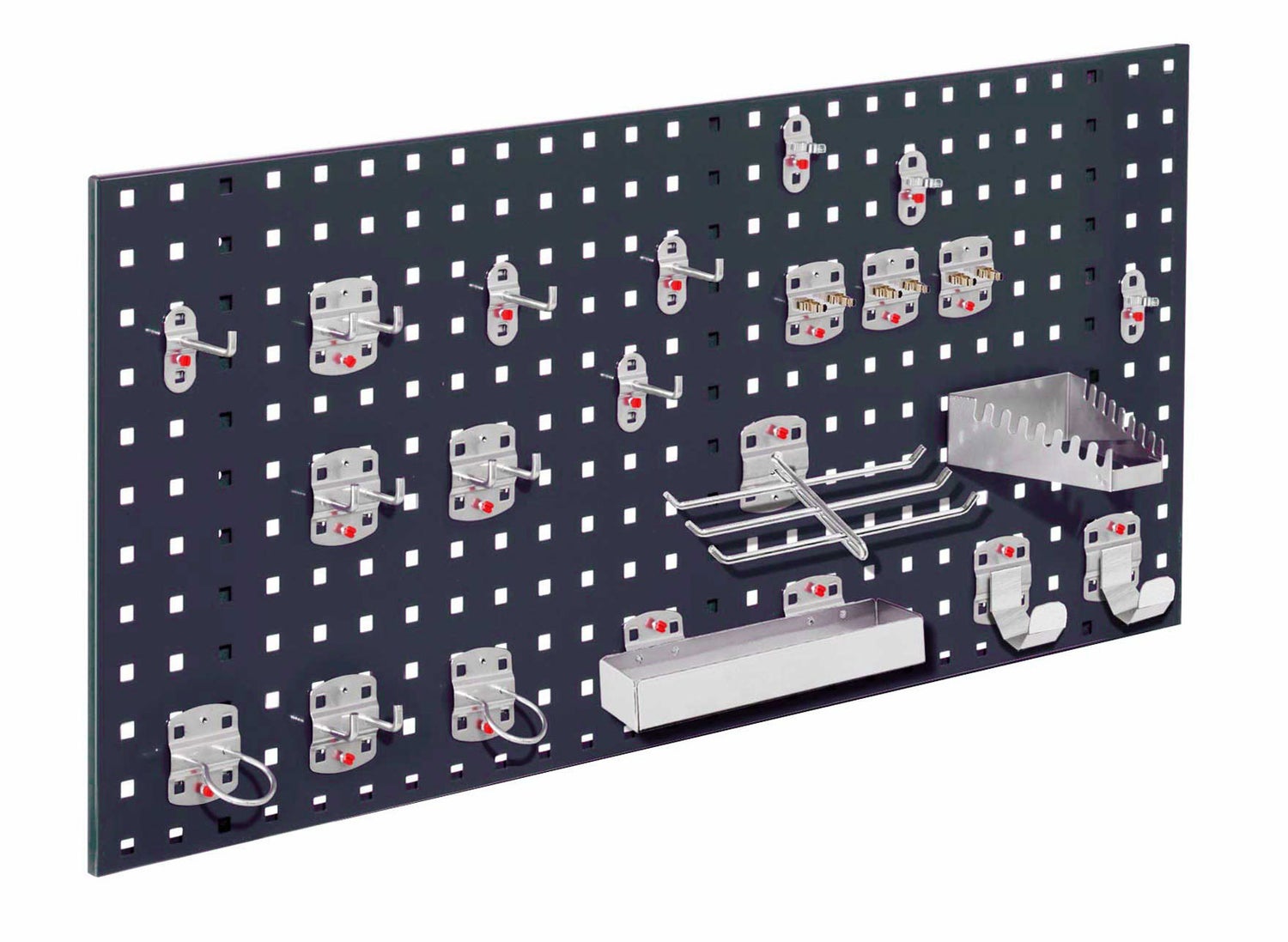 Kappes® RasterPlan Starterset #7 1x Geperforeerde plaat 1000x450mm 1x Gereedschapshouders assortiment 21-delig Antracietgrijs RAL 7016